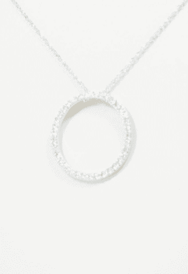 14k White Gold Circle Pendant