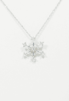 14k White Gold Diamond Snowflake Necklace