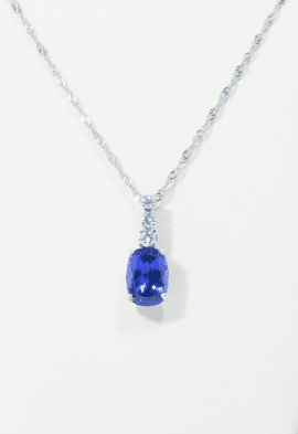 Elongated Cushion Cut Tanzanite & Diamond Pendant
