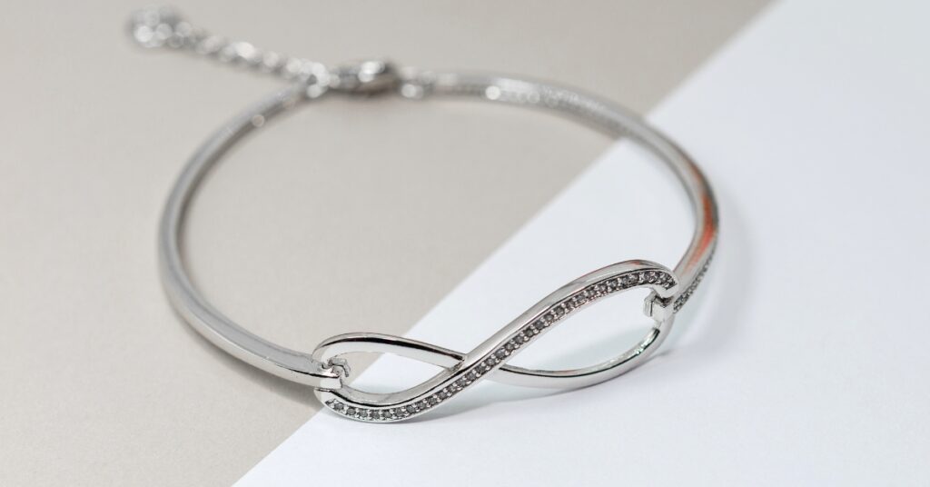 A delicate silver bracelet with a sparkling infinity symbol design, perfect for a timeless gift or special occasion. 
