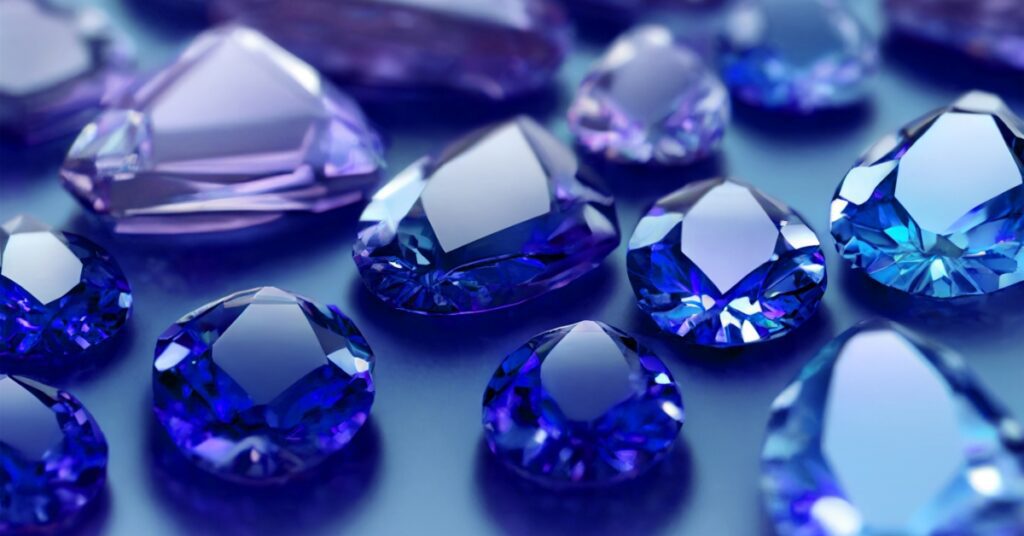 A stunning array of blue sapphires, showcasing the variety of shades and tones within this precious gemstone.