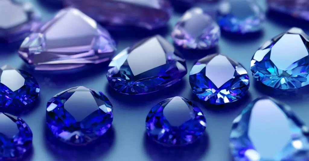 A stunning array of blue sapphires, showcasing the variety of shades and tones within this precious gemstone.