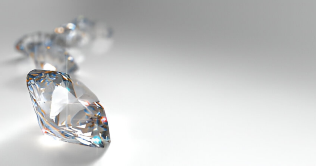 A collection of diamond jewelry, including necklaces, earrings, and bracelets, displayed on a velvet background.