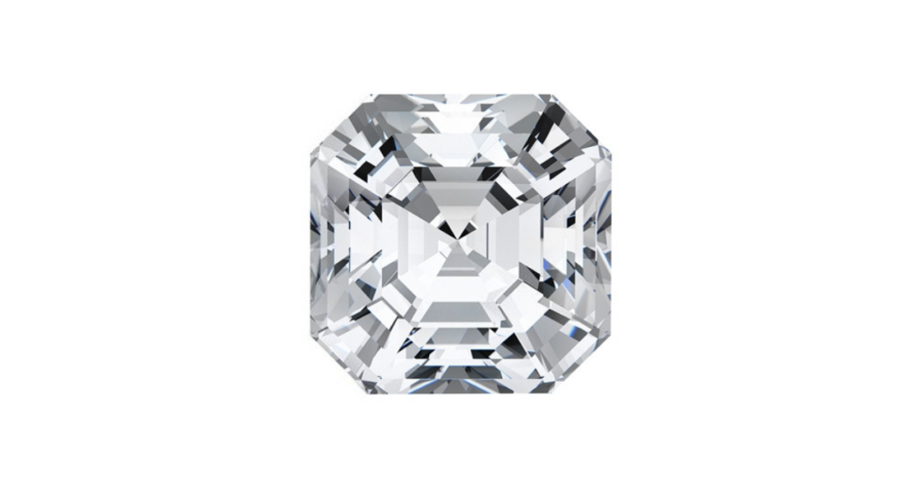 An Asscher-cut diamond, showcasing its unique stepped facets and brilliant sparkle.