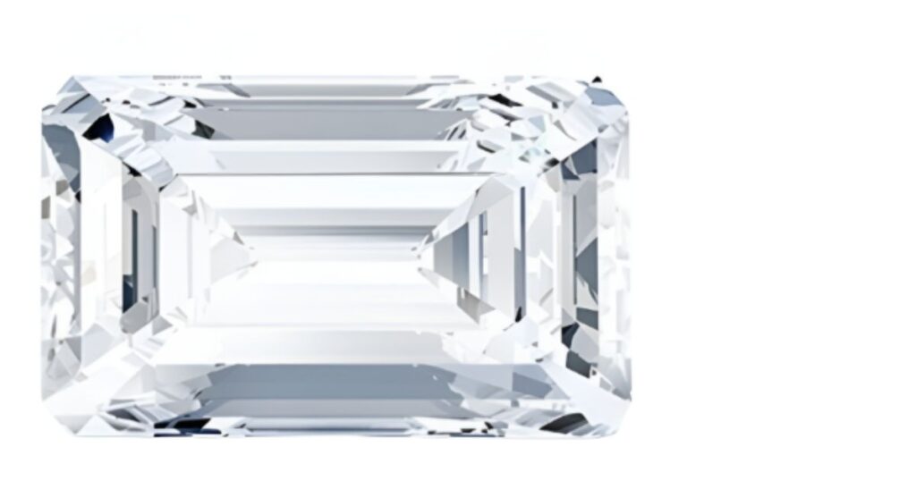 A single, square, step-cut diamond with clean lines and visible facets, isolated on a white background.