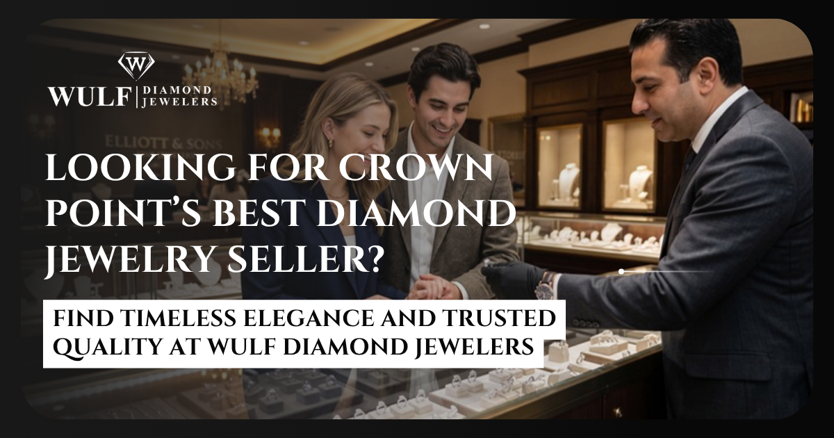 Luxury diamond jewelry showroom in Crown Point featuring engagement rings and certified diamond jewelry.